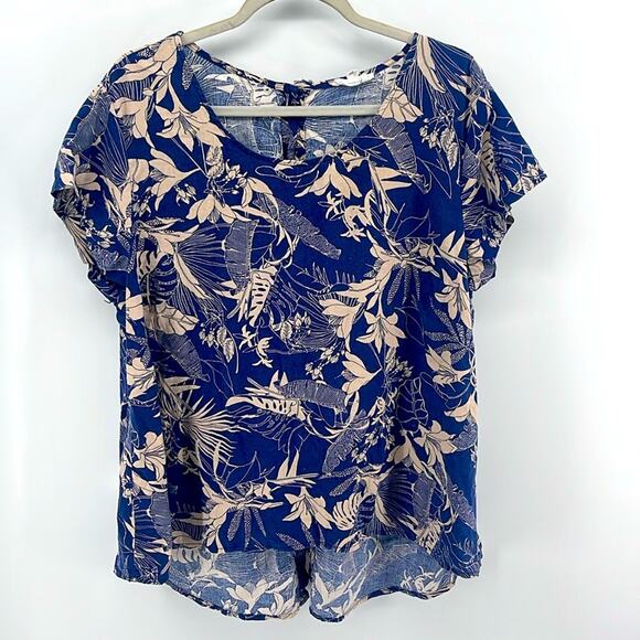 Panama Jack linen blend hawaiian print short sleeve back button up shirt sz 1X - Picture 1 of 7